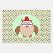 キュートクリスマスフクロウカスタムル ラッピングペーパーシート (正面)