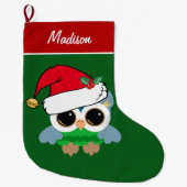 キュートクリスマスフクロウカスタムル ラージクリスマスストッキング (正面)