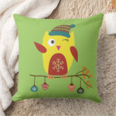 キュートクリスマスフクロウ冬イラストレーション クッション (ブランケット)