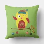 キュートクリスマスフクロウ冬イラストレーション クッション (裏面)