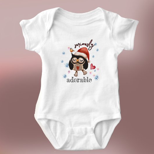 キュートクリスマスフクロウ小さな女の子 ベビーボディスーツ