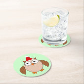 キュートクリスマスフクロウ紙コースター ラウンドペーパーコースター (インサイチュ)