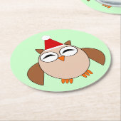キュートクリスマスフクロウ紙コースター ラウンドペーパーコースター (アングル)
