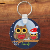 キュートクリスマスフール&名前をカスタムする キーホルダー (正面)