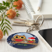 キュートクリスマスフール&名前をカスタムする キーホルダー (側面)