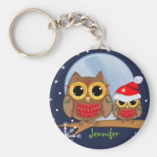 キュートクリスマスフール&名前をカスタムする キーホルダー (正面)