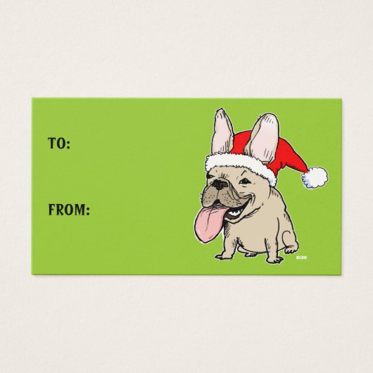 キュートクリスマスブフランスのルドッグホリデーギフトラベル (正面)