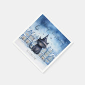 キュートクリスマスブラックキャットフェスティバルホリデー スタンダードカクテルナプキン (角)