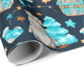 キュートクリスマスブルーススカンジナビア格言 ラッピングペーパー (ロールコーナー)