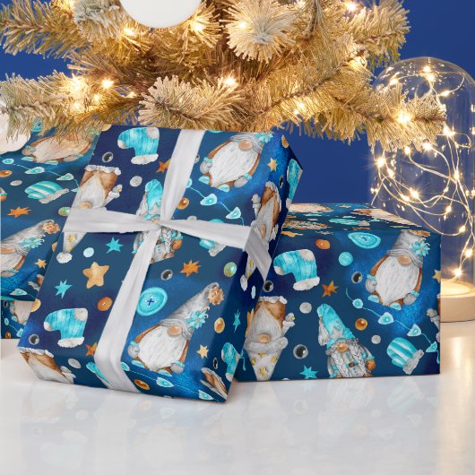 キュートクリスマスブルーススカンジナビア格言 ラッピングペーパー (クリスマス)