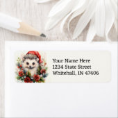 キュートクリスマスヘッジホッグ簡単読差出人住所 ラベル (インサイチュ)