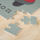 キュートクリスマスベア雪だるまレッドカー名前をカスタムする ジグソーパズル (側面)