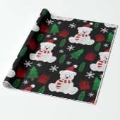 キュートクリスマスベア&ホリデーツリー ラッピングペーパー (アンロールド)