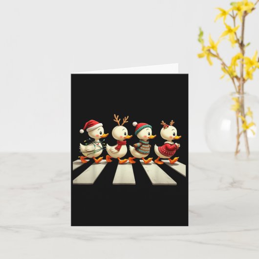 キュートクリスマスベビーダックスペレードクロスウォークホリデー カード (黄色い花)