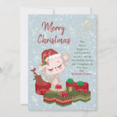 キュートクリスマスベビーモンキーレッドサンタハット シーズンカード (正面)