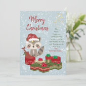 キュートクリスマスベビーラクーンレッドサンタハット シーズンカード (スタンド正面)