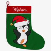 キュートクリスマスペンギンカスタム ラージクリスマスストッキング (正面)