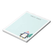 キュートクリスマスペンギンティール(緑がかった色)ミントパーソナライズされた ノートパッド (回転)