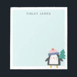 キュートクリスマスペンギンティール（緑がかった色）ミントパーソナライズされた ノートパッド<br><div class="desc">可愛いクリスマスをテーマにしたメモ帳と愛らしいフェスティバルペンギンイラストレーションパーソナライズされた、あなたの名前。</div>