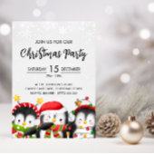 キュートクリスマスペンギンパーティの招待状 招待状