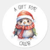 キュートクリスマスペンギンホリデーギフトラベル ラウンドシール (正面)