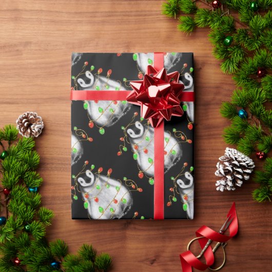 キュートクリスマスペンギン休日応援キラキラ光 ラッピングペーパー (クリスマスギフト)