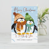 キュートクリスマスペンギン冬のホリデーカード シーズンカード (スタンド正面)