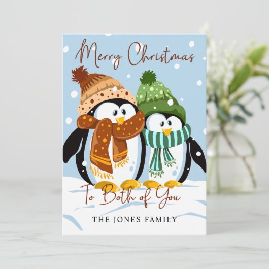 キュートクリスマスペンギン冬のホリデーカード シーズンカード (スタンド正面)