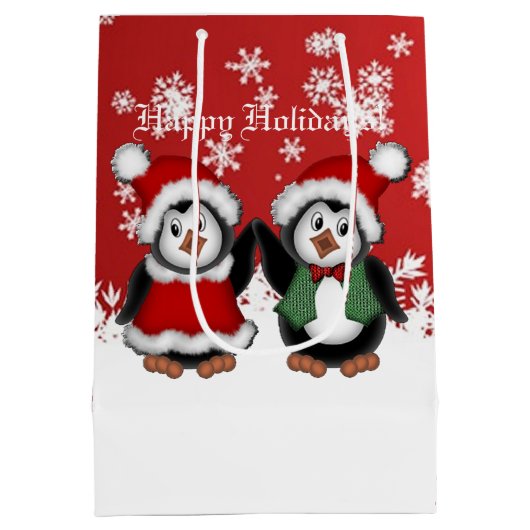 キュートクリスマスペンギン抱き枕 ミディアムペーパーバッグ (裏面)