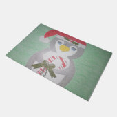 キュートクリスマスペンギン ドアマット (アングル)