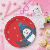 キュートクリスマスペンギン ペーパープレート (パーティー)