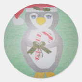 キュートクリスマスペンギン ラウンドシール (正面)