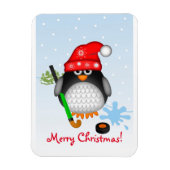 キュートクリスマスホッケーペンギン&カスタム文字マグネット マグネット (縦)