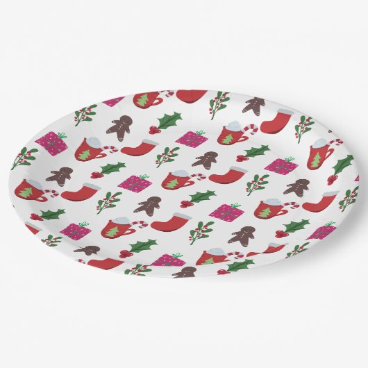 キュートクリスマスホットチョコレート冬の休日 ペーパープレート (アングル)