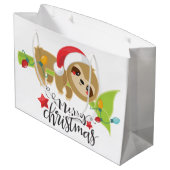 キュートクリスマスホリデーかわいいスロース ラージペーパーバッグ (裏面アングル)