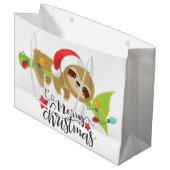 キュートクリスマスホリデーかわいいスロース ラージペーパーバッグ (正面アングル)