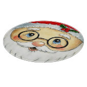 キュートクリスマスホリデーウォーターカラーサンタ顔 カッティングボード (角)