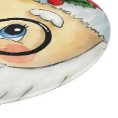 キュートクリスマスホリデーウォーターカラーサンタ顔 カッティングボード (角)