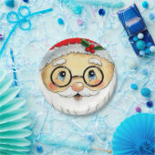 キュートクリスマスホリデーウォーターカラーサンタ顔 ペーパープレート (パーティー)