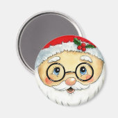 キュートクリスマスホリデーウォーターカラーサンタ顔 マグネット (正面/裏面)
