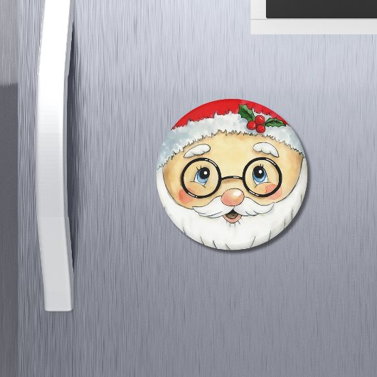 キュートクリスマスホリデーウォーターカラーサンタ顔 マグネット