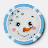 キュートクリスマスホリデーウォーターカラー雪だるま顔 ポーカーチップ (裏面)
