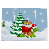 キュートクリスマスホリデーカメパーティーバッグ ラージペーパーバッグ (裏面)