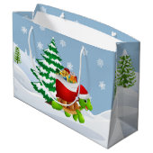 キュートクリスマスホリデーカメパーティーバッグ ラージペーパーバッグ (裏面アングル)