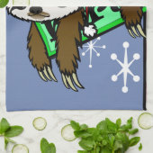 キュートクリスマスホリデーサンタスロスバーティカル キッチンタオル (折り畳み)