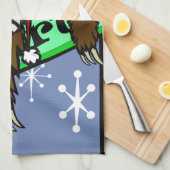 キュートクリスマスホリデーサンタスロスバーティカル キッチンタオル (四つ折り)