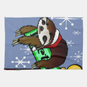 キュートクリスマスホリデーサンタスロスバーティカル キッチンタオル (横)