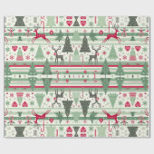 キュートクリスマスホリデーシーズンフェスティバルパターン ラッピングペーパー (フラット)
