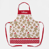 キュートクリスマスホリデージンジャーブレッドマンエプロン エプロン (正面)