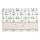 キュートクリスマスホリデーツリーズベア&ディアモノグラム 枕カバー (正面)